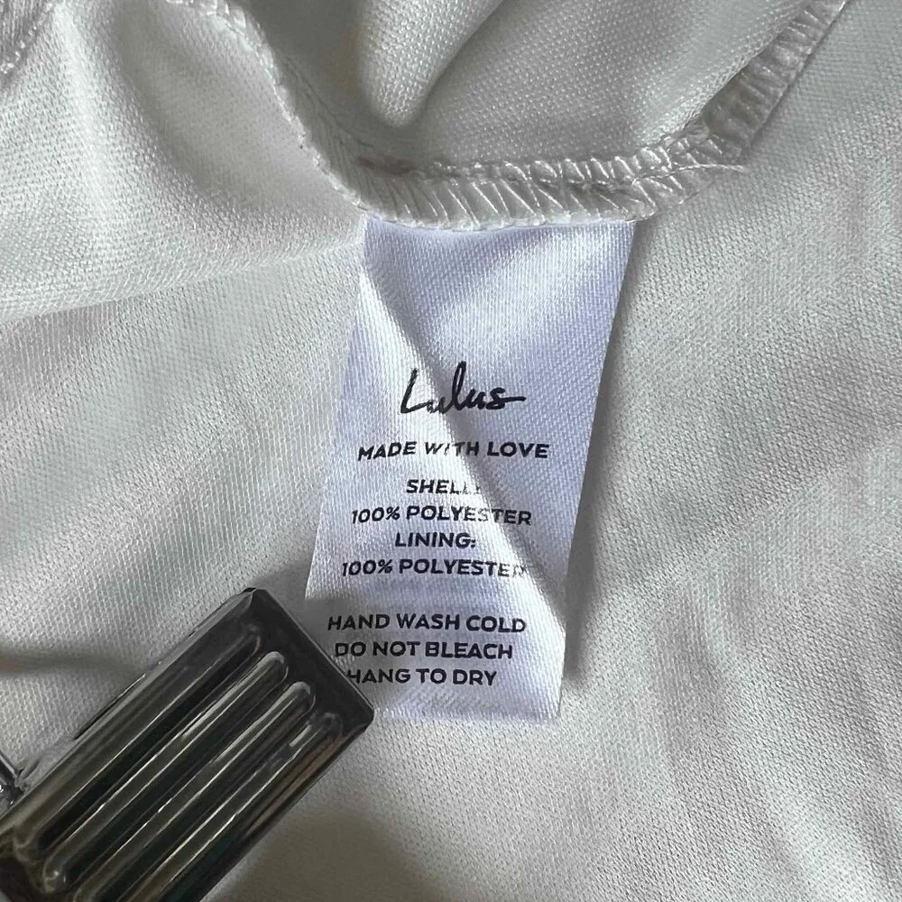 LIKE NEW Lulus White Floral Ruffled Strapless Dress Garden Cocktail Party - Picture 10 of 12